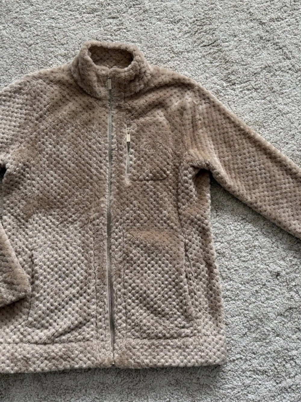 Calvin Klein Taupe Plush Full-Zip Women's Sweater Jacket